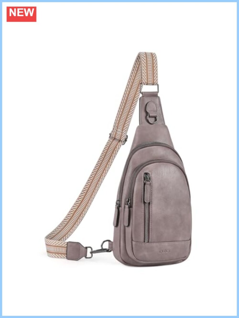 Faux Leather Crossbody Sling Bag Chest Backpack Fits 9.7in iPad Adjustable
